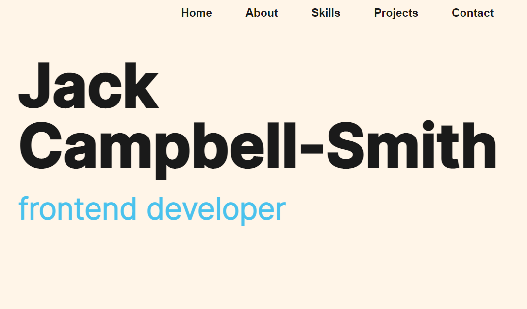 Screenshot of Personal Website project